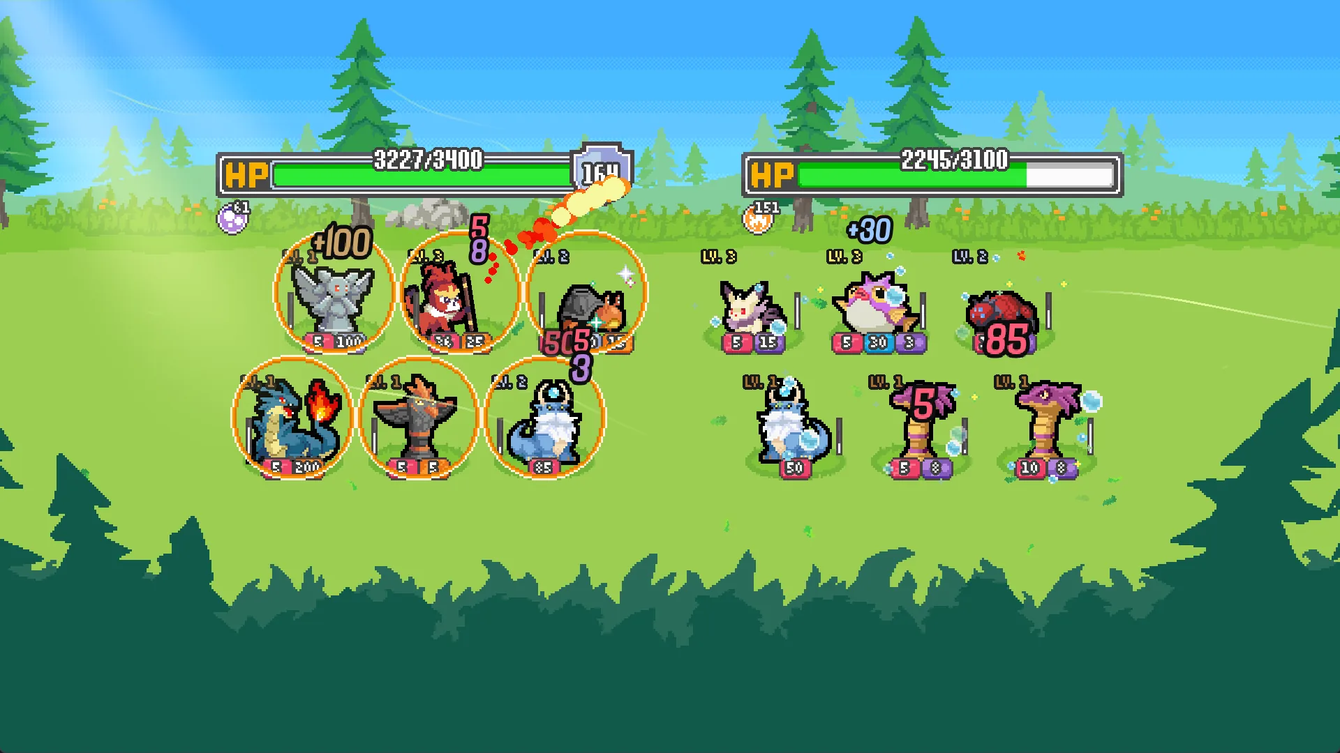 A field arena battle in Batomon Showdown, official 1920 by 1080 screenshot.